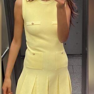 Zara Yellow Sleeveless Mini Dress